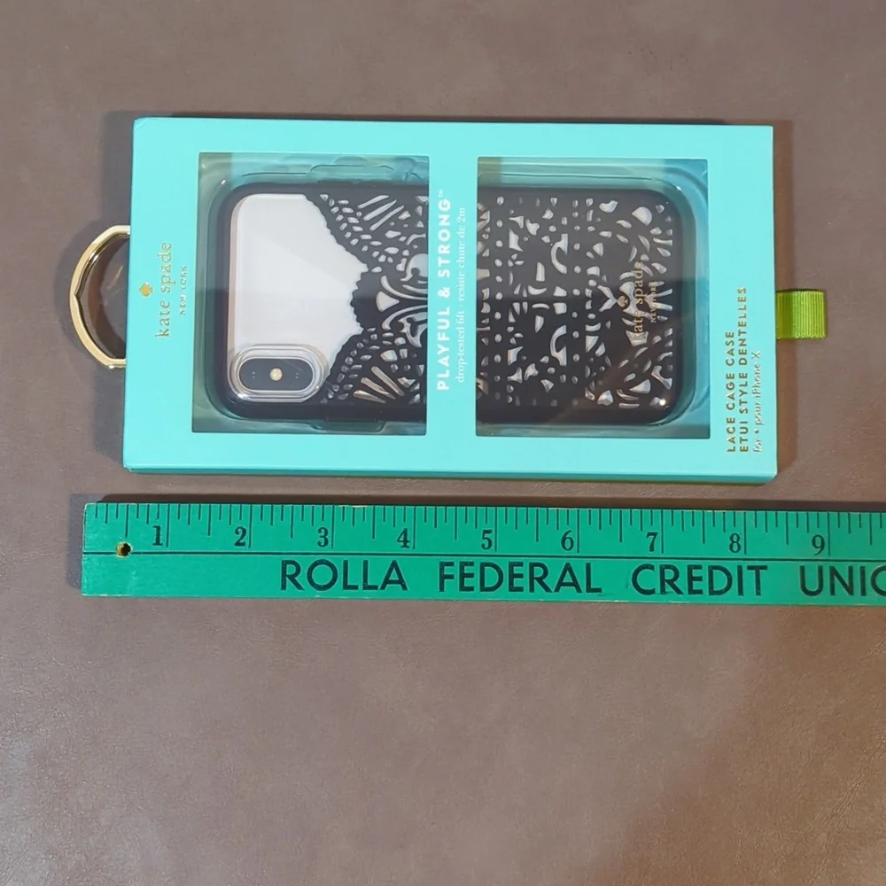 New Kate Spade iPhone X Case Black Lace Cage NIB